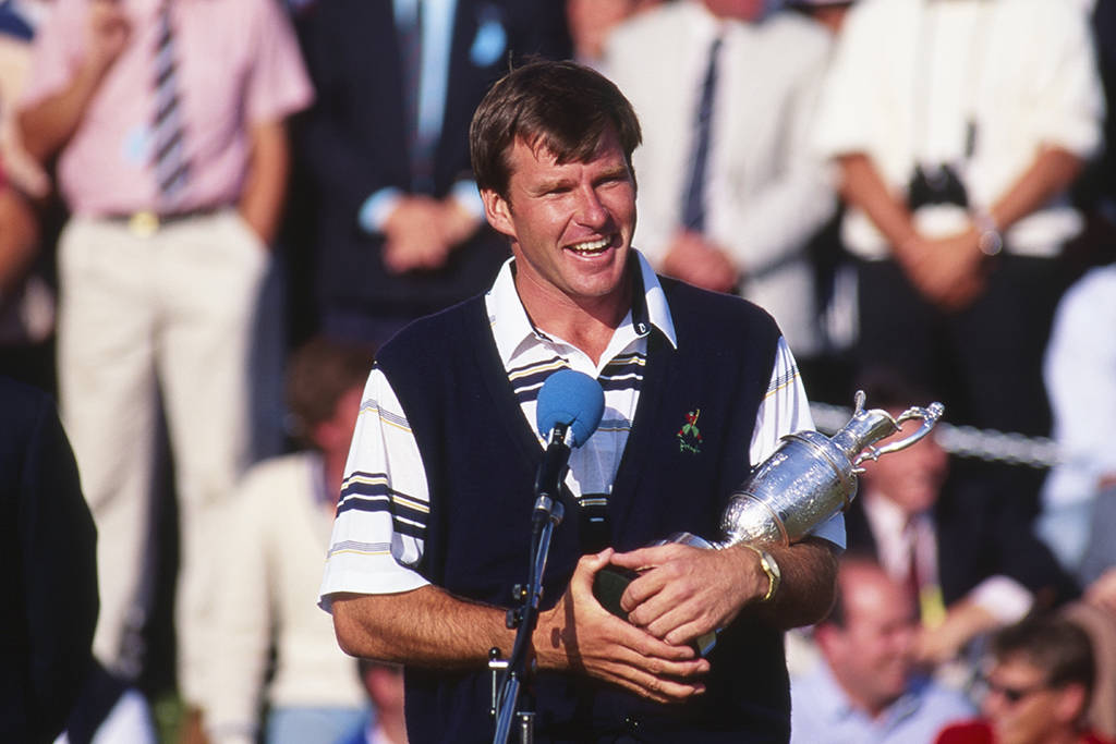 Sir Nick Faldo with the Claret Jug